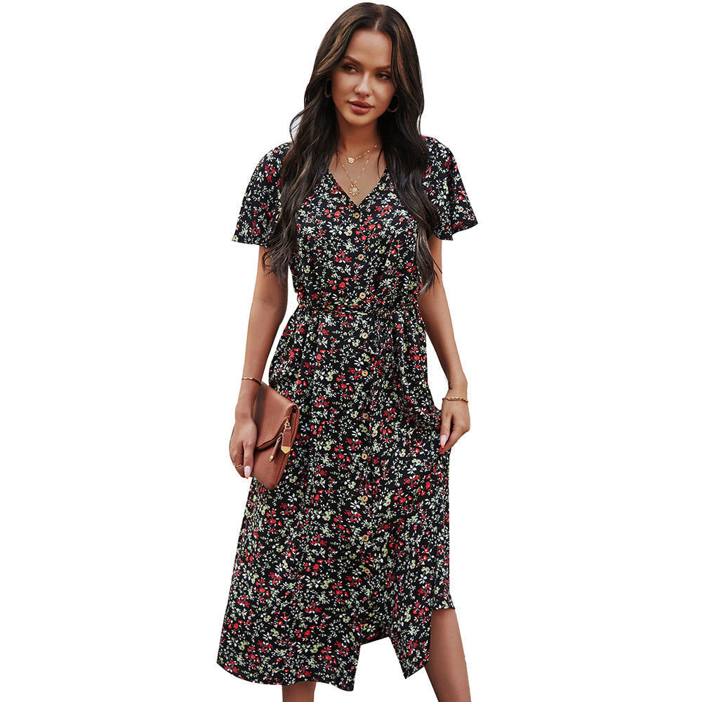 Women's Retro Floral Long Dress - Zac Store