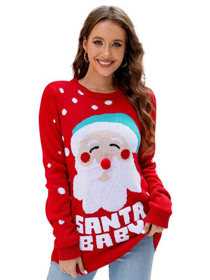 Women Santa Pullover Sweater - Zac Store