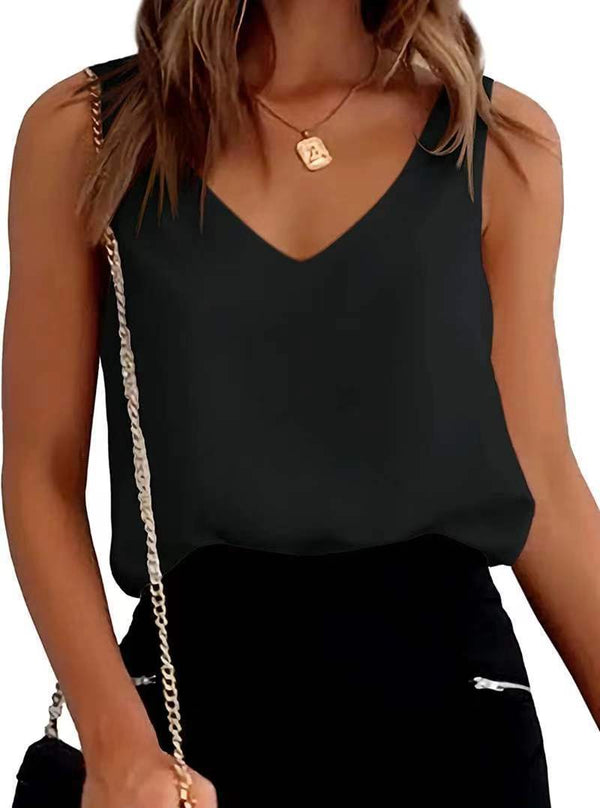 Women Summer Casual V Neck Sleeveless Tank Shirt - Zac Store