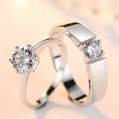 Elegant Crystal Stone Wedding Rings for Couples - Zac Store