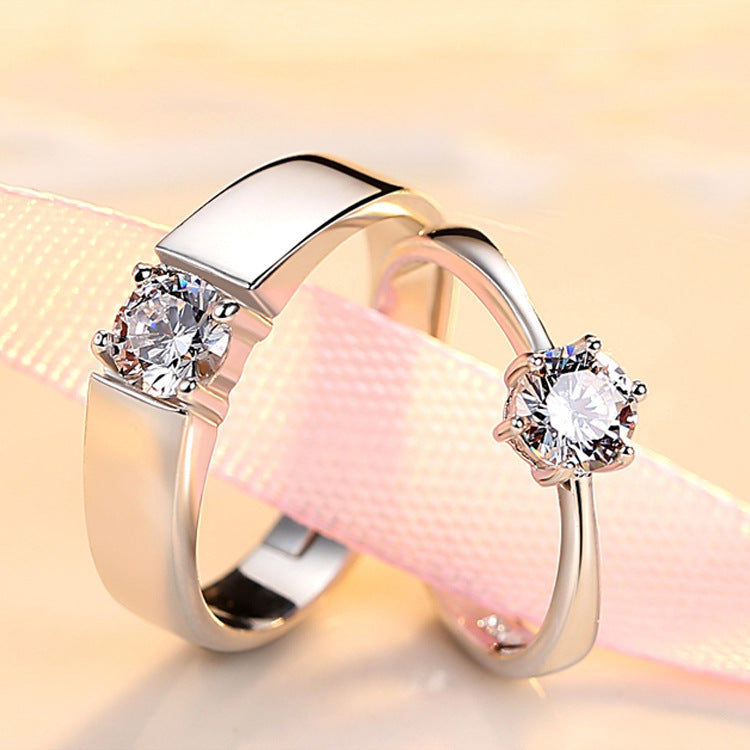 Elegant Crystal Stone Wedding Rings for Couples - Zac Store