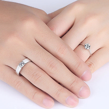 Elegant Crystal Stone Wedding Rings for Couples - Zac Store