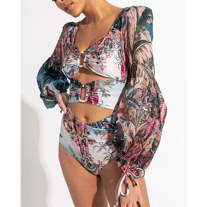 Long Sleeve Chiffon Swimsuit - Zac Store